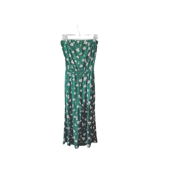 Francesca’s Miami Green Floral Print Cropped Strapless Jumpsuit Medium Women’s - Picture 9 of 9